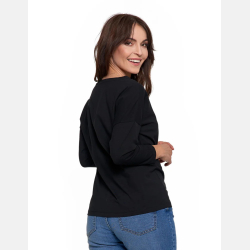 GŁADKA DAMSKA bluzka CZARNA 3/4 rękaw BAWEŁNIANA MORAJ